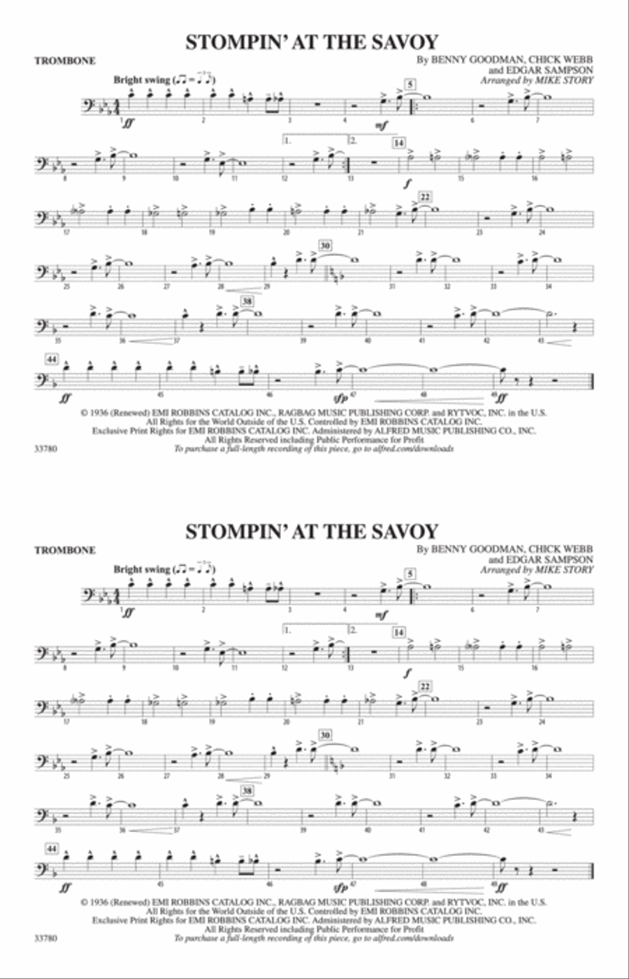 Stompin' at the Savoy: 1st Trombone Marching Band scores gallery preview page 1