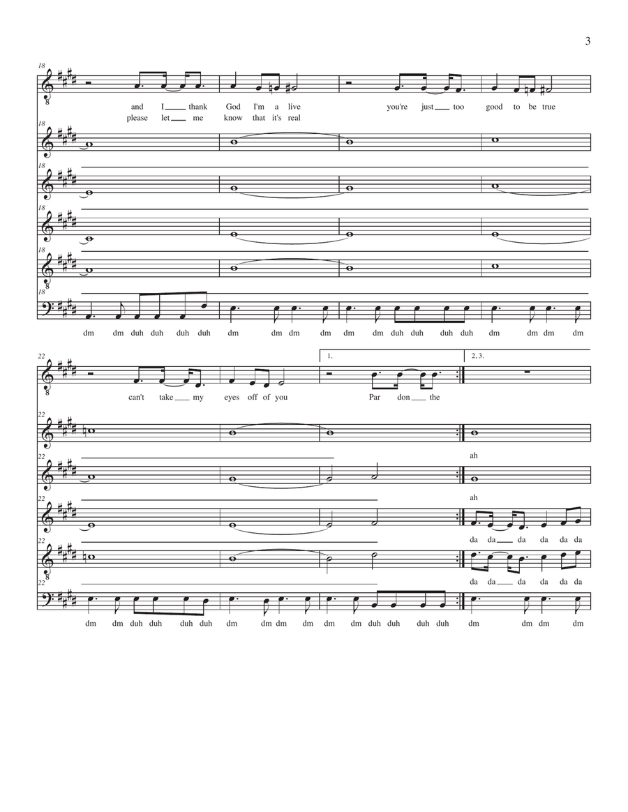Can't Take My Eyes Off Of You 4-Part scores gallery preview page 3