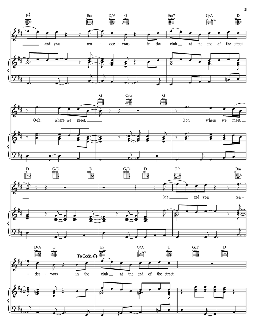 Club At The End Of The Street Piano, Vocal, Guitar scores gallery preview page 3
