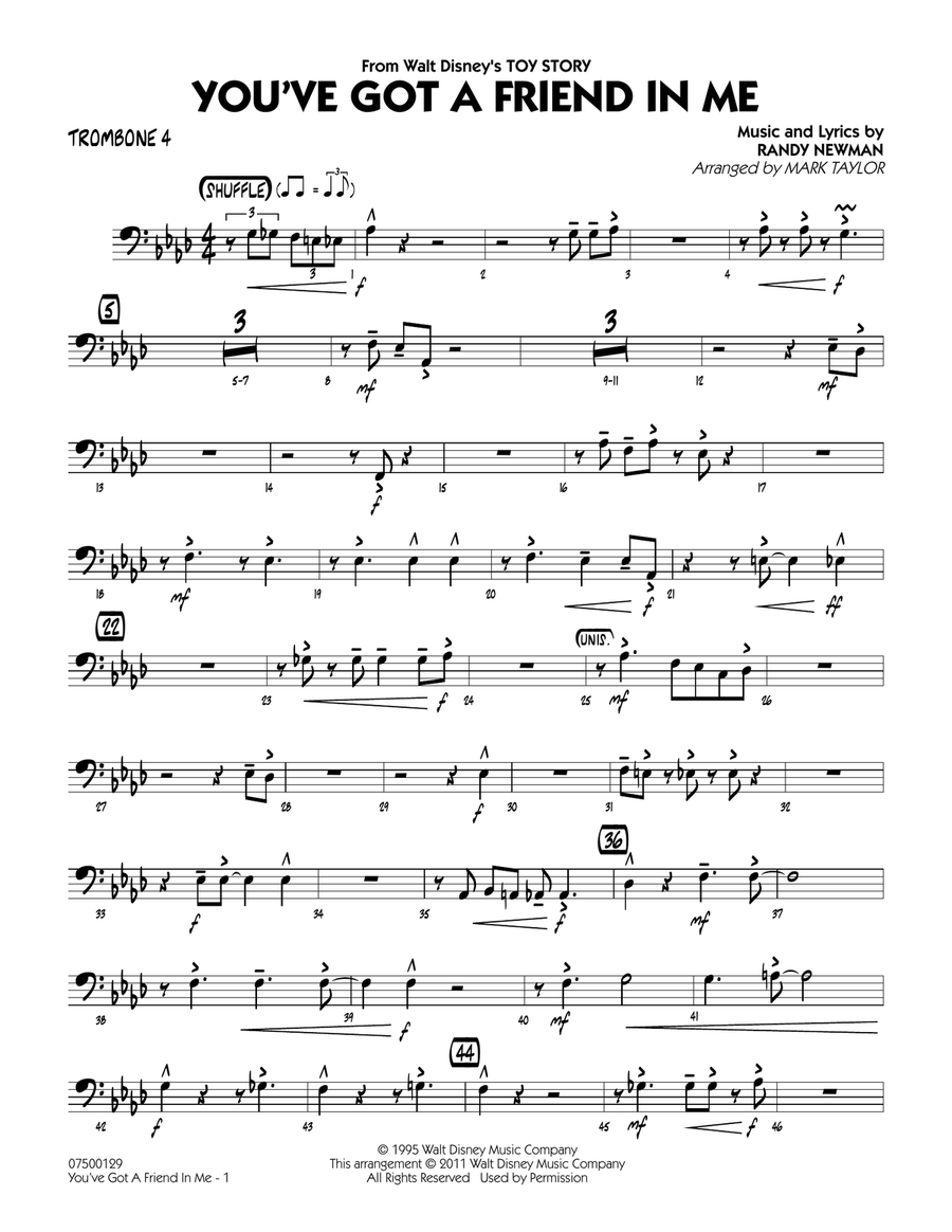 You've Got A Friend In Me (from Toy Story) (arr. Mark Taylor) - Trombone 4 Jazz Ensemble scores gallery preview page 1