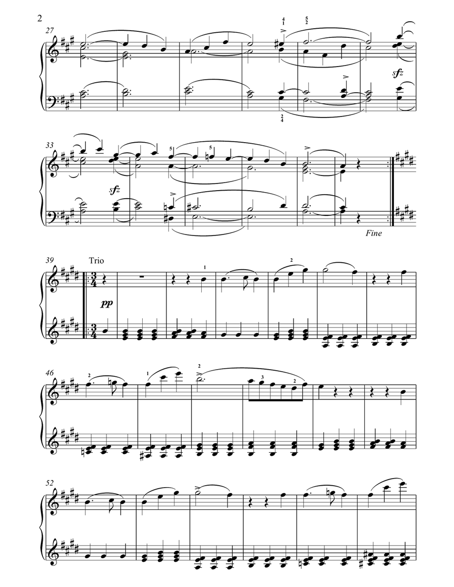 Menuett In A Piano Solo scores gallery preview page 2