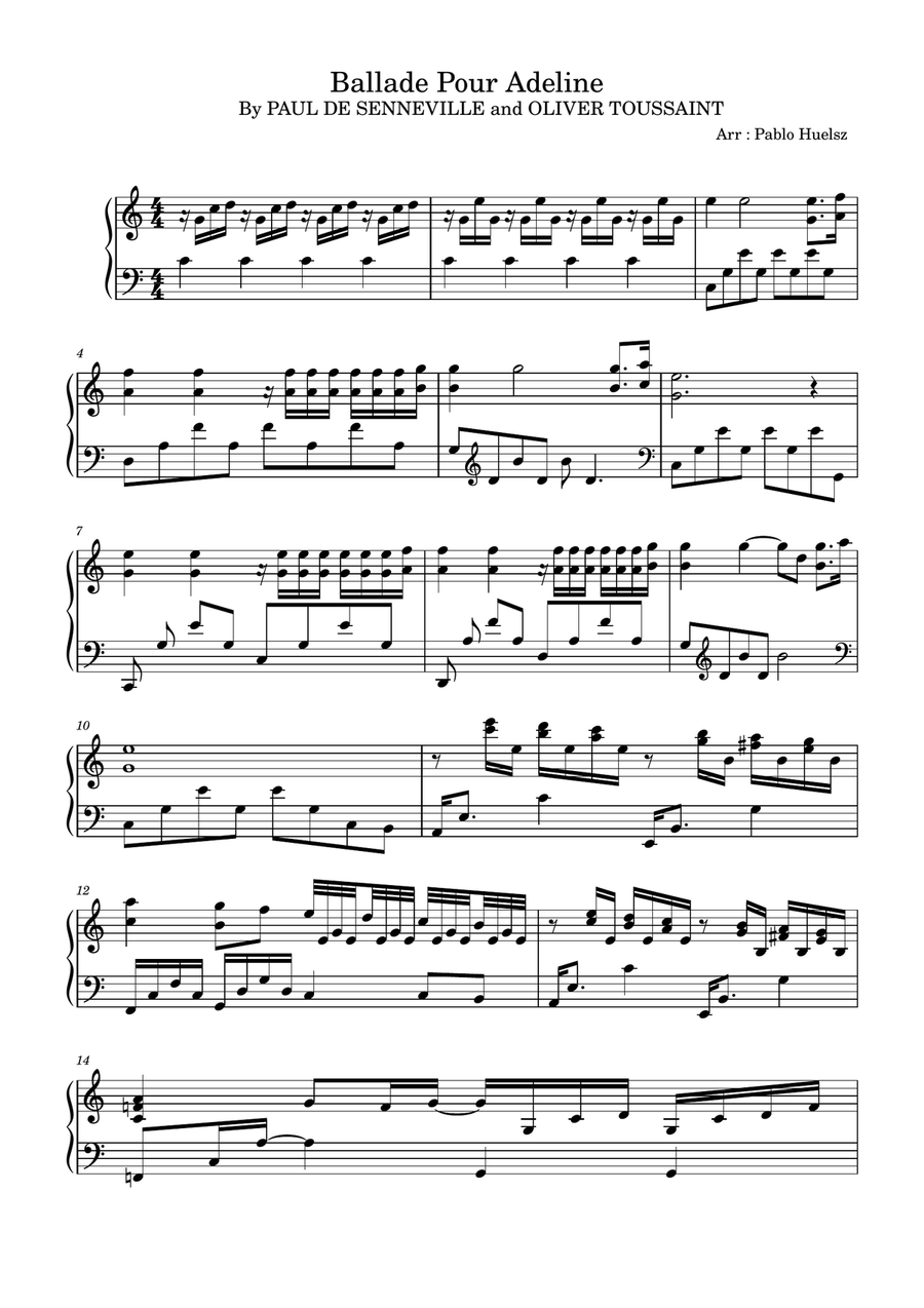 Ballade Pour Adeline Piano Solo scores gallery preview page 1
