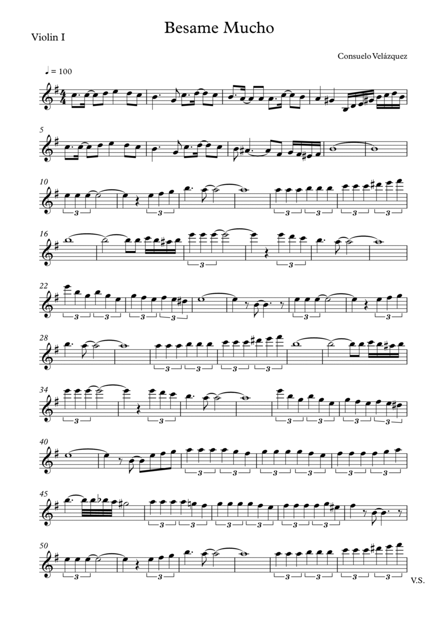 Bésame Mucho Violin Solo scores gallery preview page 1