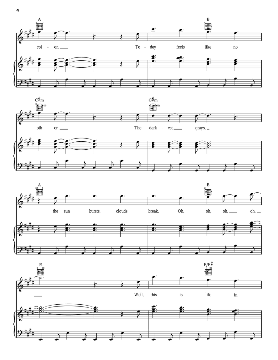 Life In Color Piano, Vocal, Guitar scores gallery preview page 4