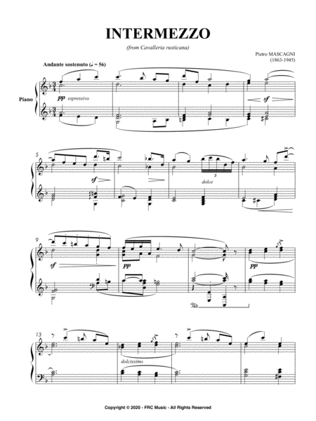 Intermezzo (from Cavalleria rusticana) for PIANO SOLO image number null