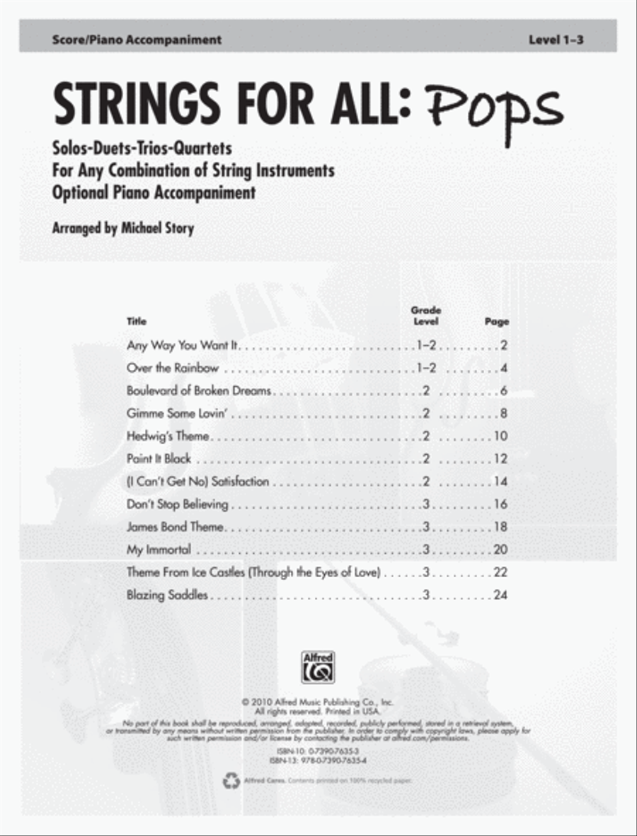 Strings for All -- Solo-Duet-Trio-Quartet with Optional Piano Accompaniment