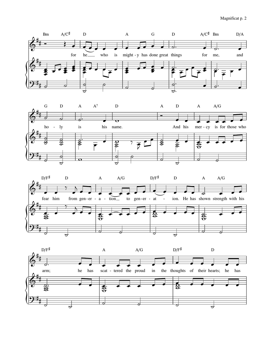Song of Mary - Magnificat (My Soul Magnifies the Lord - Luke 1:46b-55 ESV) Unison Choir scores gallery preview page 2