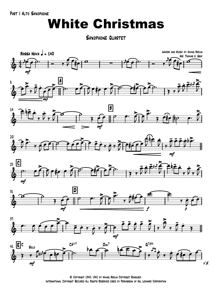 White Christmas Saxophone Quartet scores gallery preview page 5