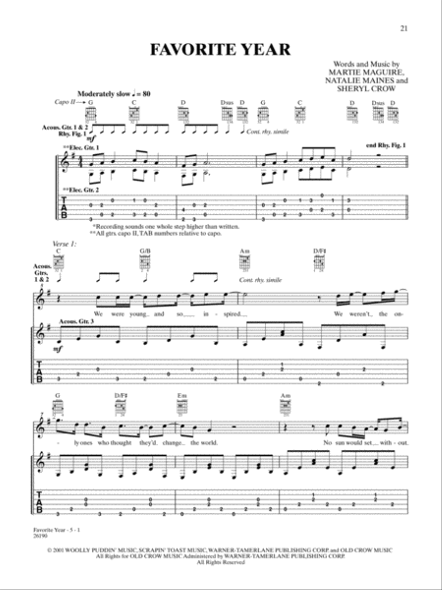 Favorite Year Favorite Year Guitar Tablature scores gallery preview page 1