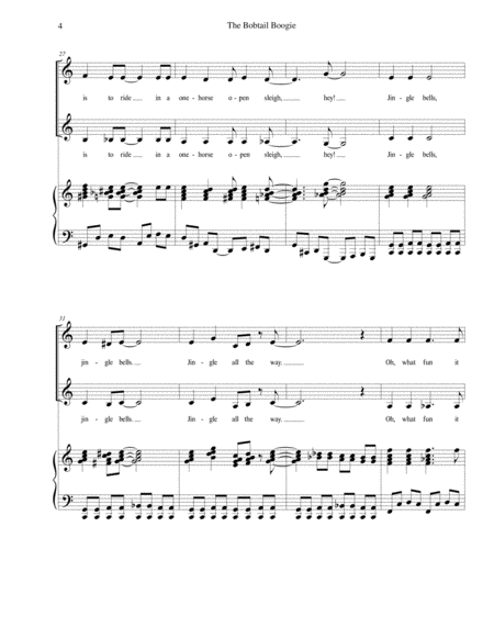 The Bobtail Boogie (a lively boogie version of Jingle Bells) - for 2-part choir with piano image number null