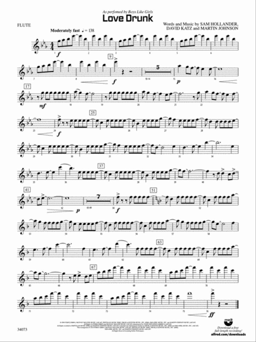 Love Drunk: Flute Love Drunk: Flute Concert Band scores gallery preview page 1