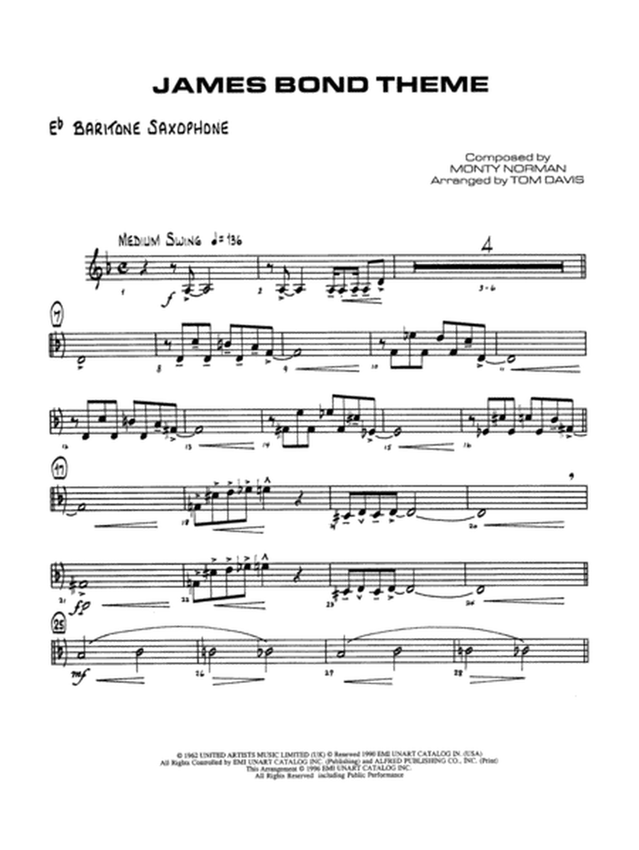 James Bond Theme: E-flat Baritone Saxophone