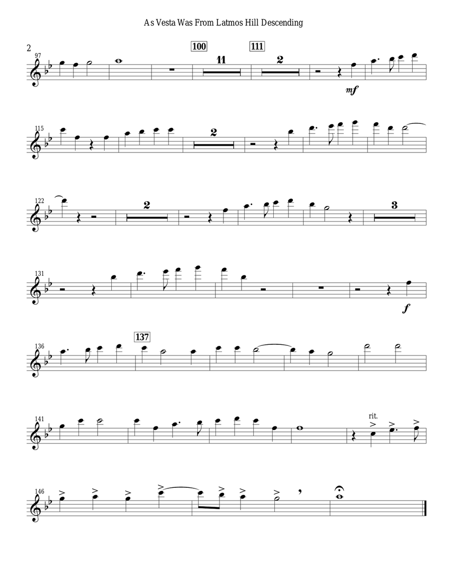 As Vesta Was From Latmos Hill Descending Concert Band scores gallery preview page 2