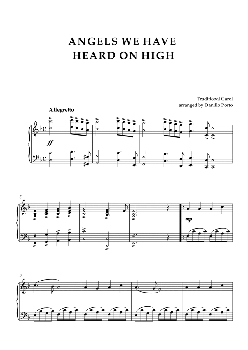 Angels We Have Heard on High - Piano Score image number null