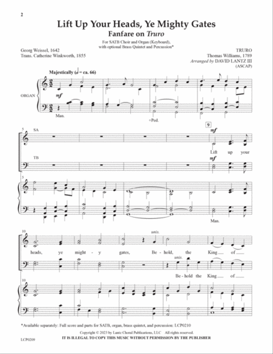 Lift Up Your Heads, Ye Mighty Gates 4-Part scores gallery preview page 2
