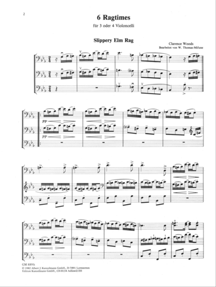 6 ragtimes for 3 and 4 celli Cello scores gallery preview page 2