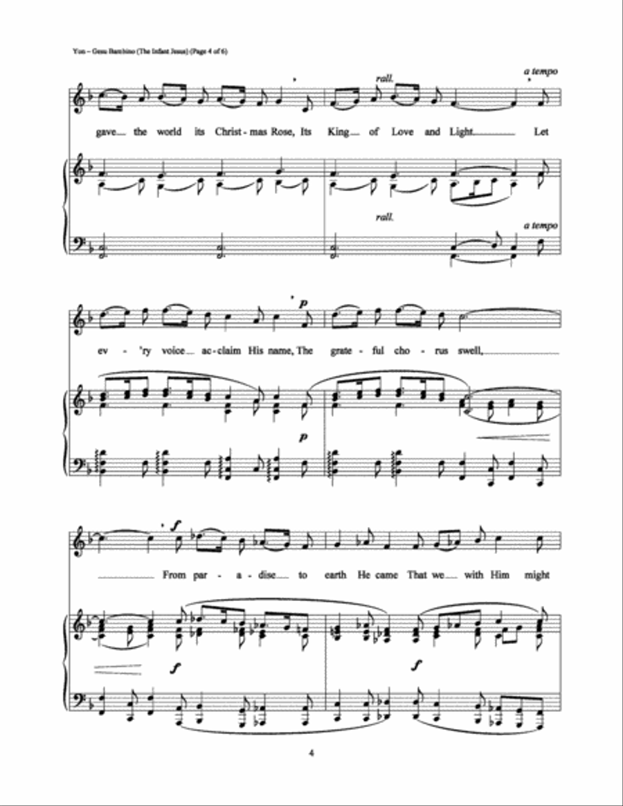 Gesu Bambino Piano, Vocal, Guitar scores gallery preview page 4