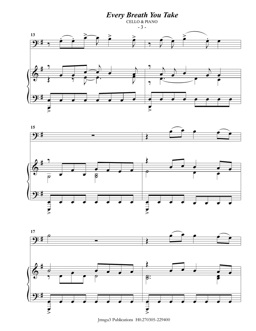 Every Breath You Take Piano scores gallery preview page 3
