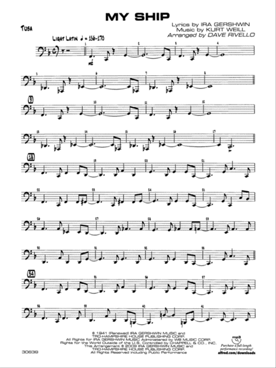 My Ship: Tuba My Ship: Tuba Jazz Ensemble scores gallery preview page 1