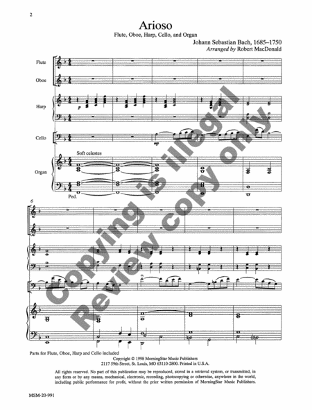Arioso by Johann Sebastian Bach Flute - Sheet Music