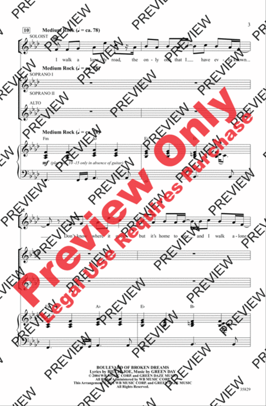 Green Day on Stage: Selections from American Idiot Women's Choir scores gallery preview page 3