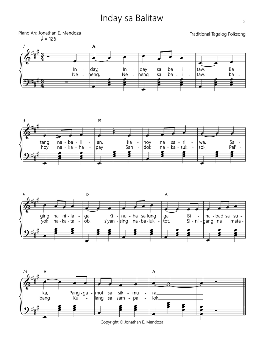 Traditional Tagalog Folksong Collection 1 Unison Choir scores gallery preview page 5