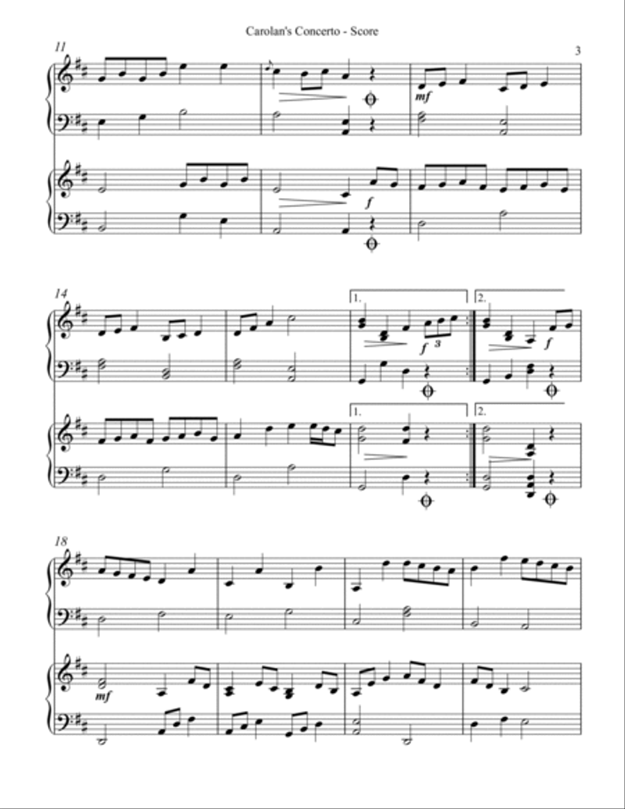 Carolan’s Concerto, Harp Duet Celtic Harp scores gallery preview page 3