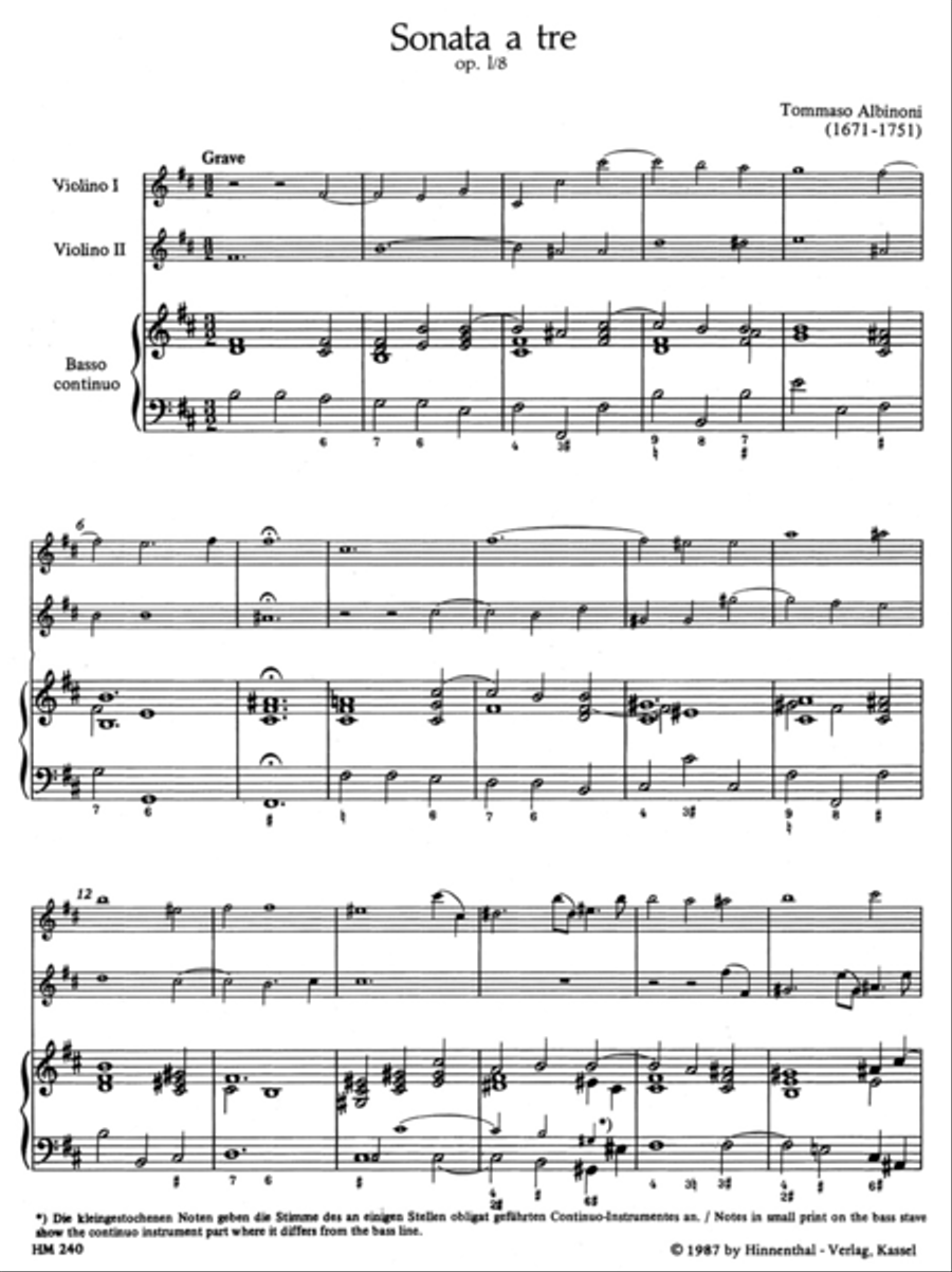 Trio Sonata for two Violins and Basso continuo b minor op. 1/8 Violin scores gallery preview page 2