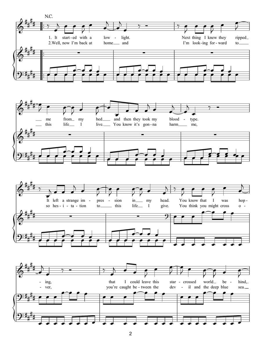 Spaceman Piano, Vocal, Guitar scores gallery preview page 2