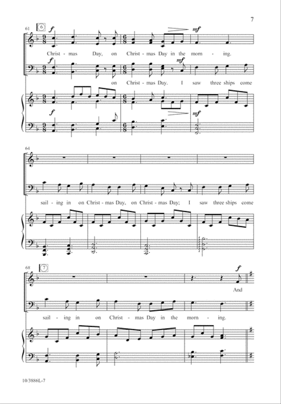 I Saw Three Ships 4-Part scores gallery preview page 7
