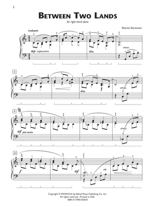 Book cover for Between Two Lands (for right hand alone) - Piano Solo