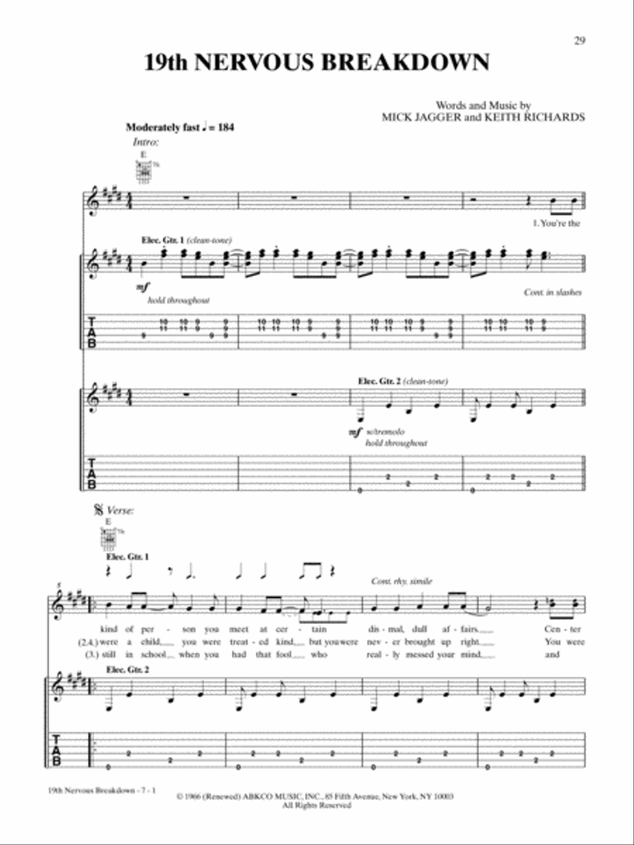 19th Nervous Breakdown Guitar Tablature scores gallery preview page 1