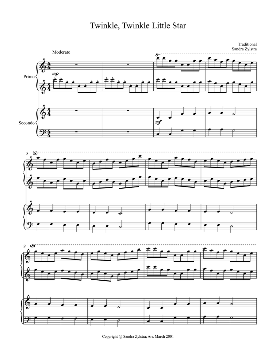 Twinkle, Twinkle Little Star (1 piano, 4 hand duet) Piano Method scores gallery preview page 2