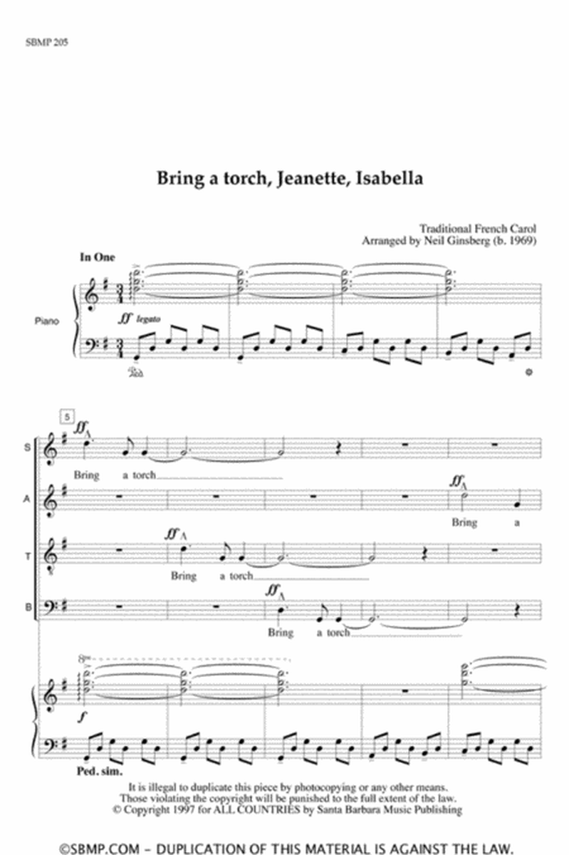 Bring a torch, Jeanette, Isabella - SATB Octavo image number null