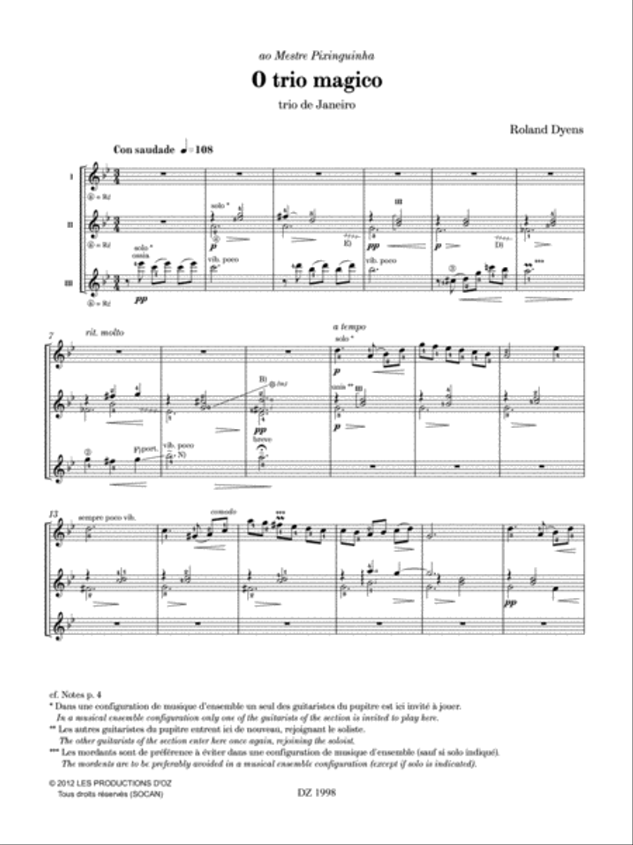 Les 100 de Roland Dyens - O trio magico Guitar Ensemble scores gallery preview page 5