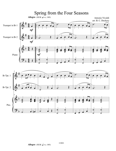 Spring from the Four Seasons (Trumpet Duet) with piano accompaniment image number null
