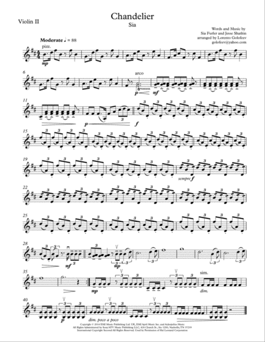 Chandelier String Quartet scores gallery preview page 2
