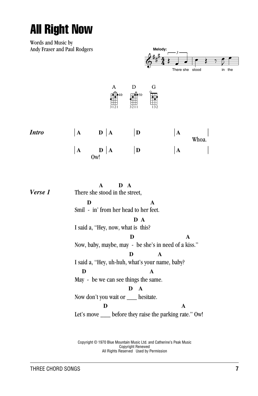 All Right Now All Right Now Ukulele scores gallery preview page 1