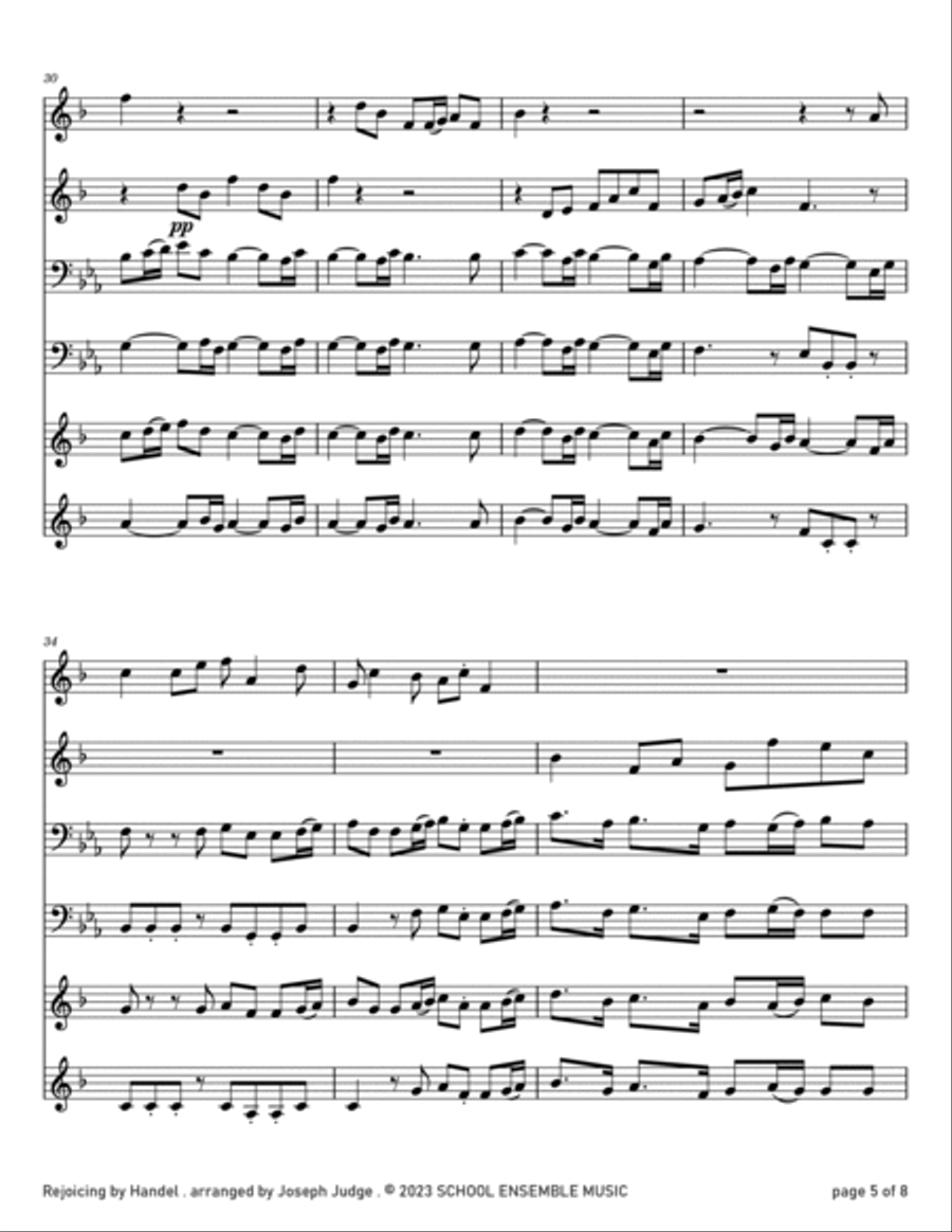 Rejoicing by Handel for Brass Quartet in Schools Brass Quartet scores gallery preview page 5