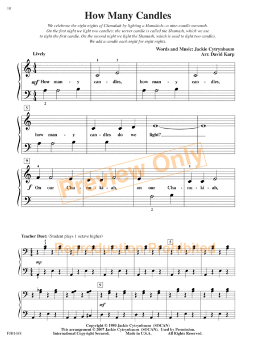 Jewish Festival and Folk Songs, Book One Piano Method scores gallery preview page 2