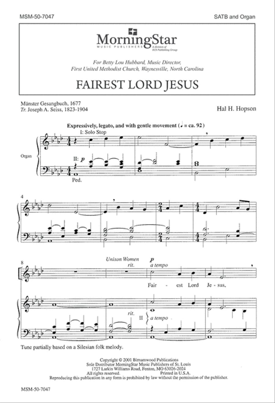 Fairest Lord Jesus 4-Part scores gallery preview page 2