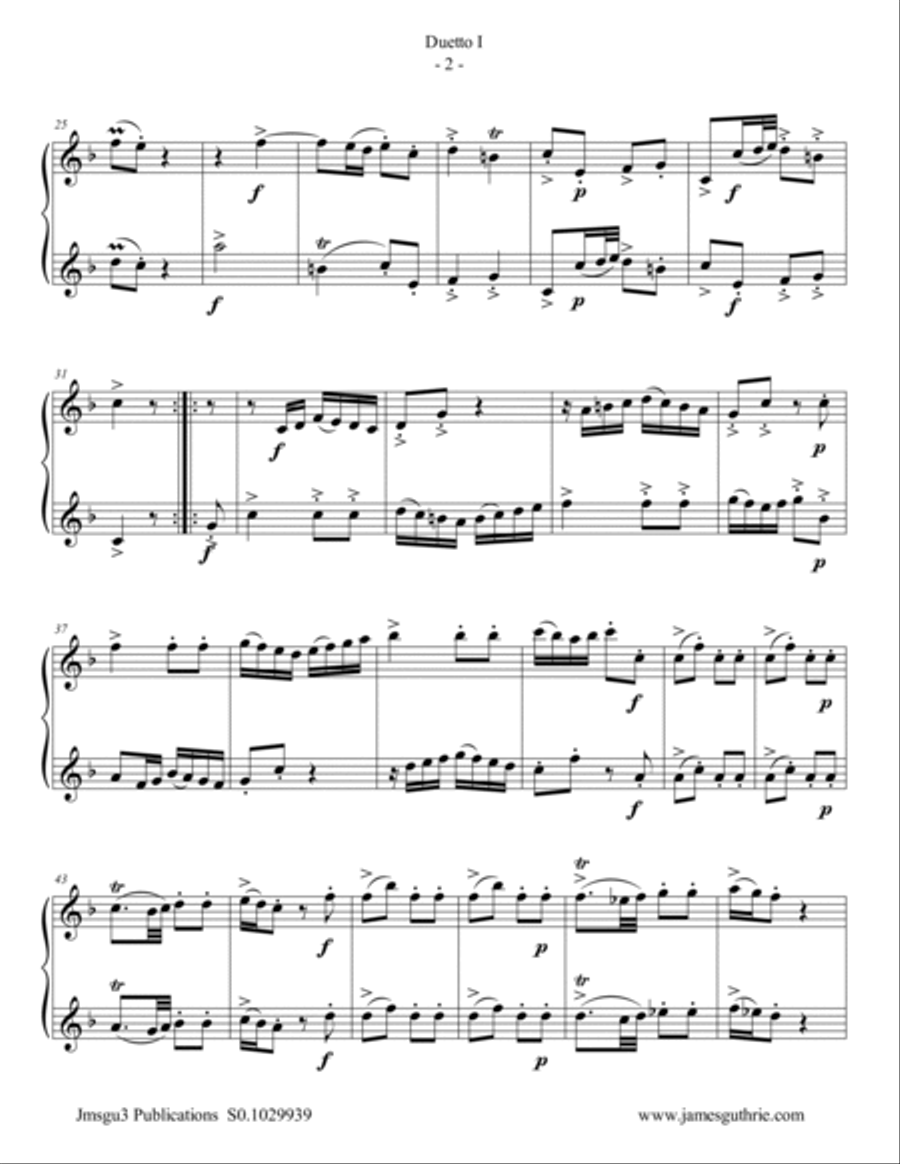 Quantz: Duetto Op. 2 No. 1 for Tenor Sax Duo Woodwind Duet scores gallery preview page 2