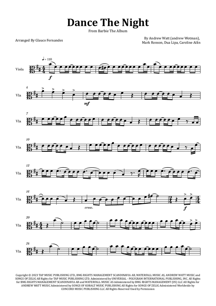 Dance The Night Chamber Music scores gallery preview page 1