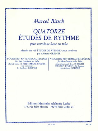 Book cover for 14 Etudes De Rythme (trombone-bass Solo)