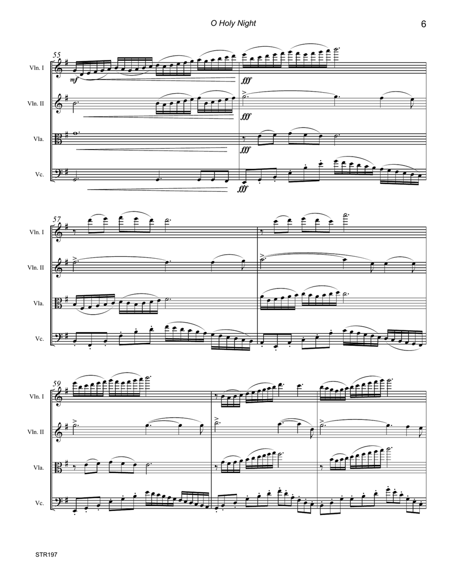 O HOLY NIGHT - unaccompanied STRING QUARTET A Cappella scores gallery preview page 6