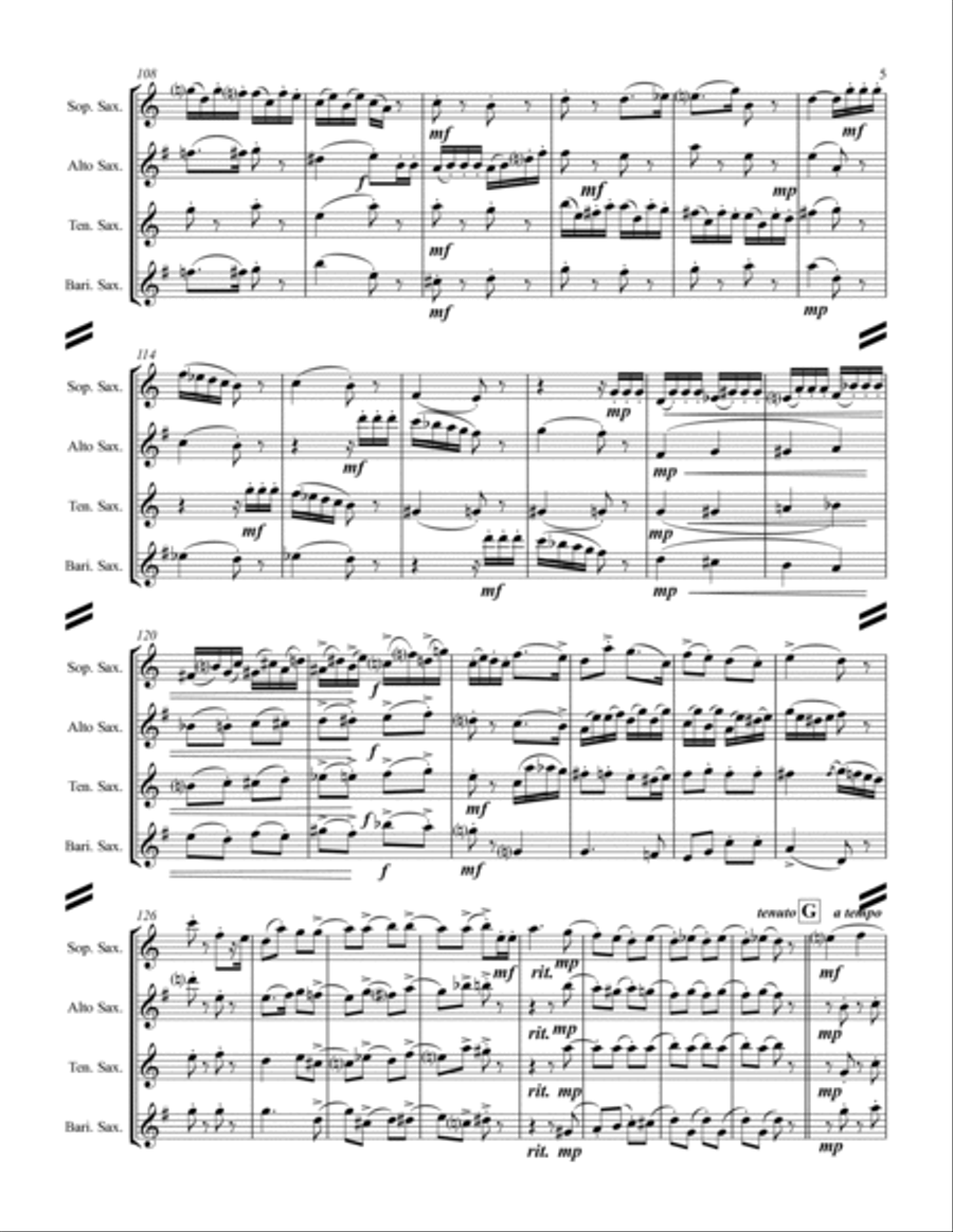 The Nutcracker Suite - 1. Ouverture miniature (for Saxophone Quartet SATB) Saxophone Quartet scores gallery preview page 6