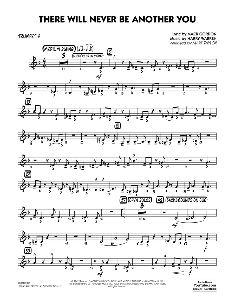 There Will Never Be Another You - Trumpet 3 Jazz Ensemble scores gallery preview page 1