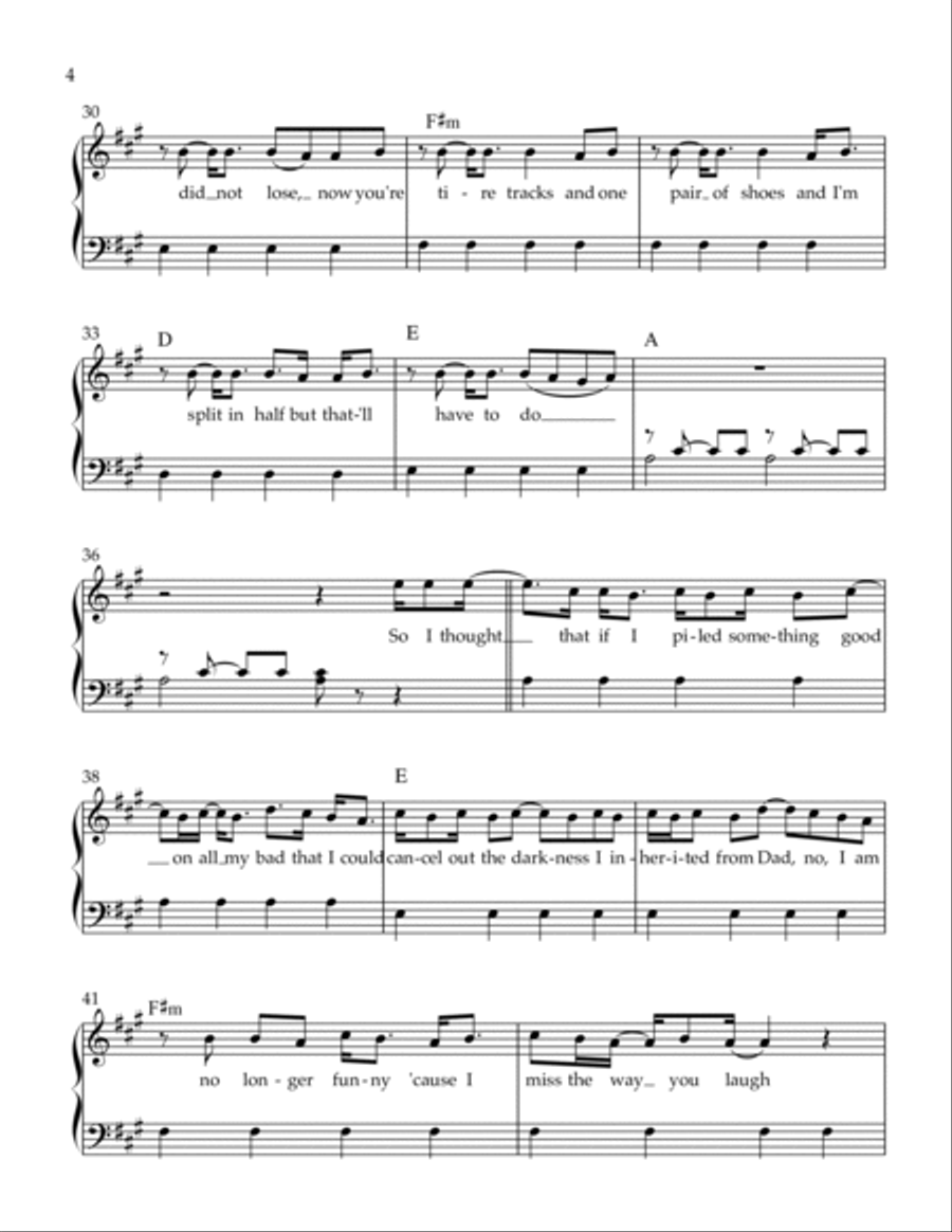 Stick Season Easy Piano scores gallery preview page 4