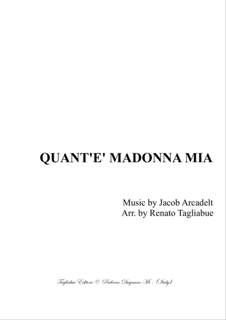 QUANT'E' MADONNA MIA - Arcadelt - For SATB Choir 4-Part scores gallery preview page 1