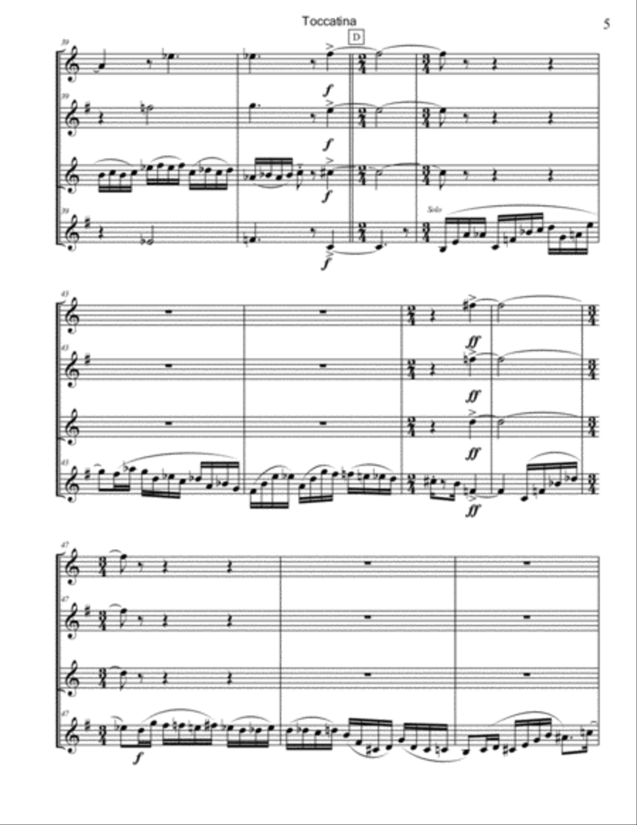 Toccatina for Sax Quartet Saxophone Quartet scores gallery preview page 5